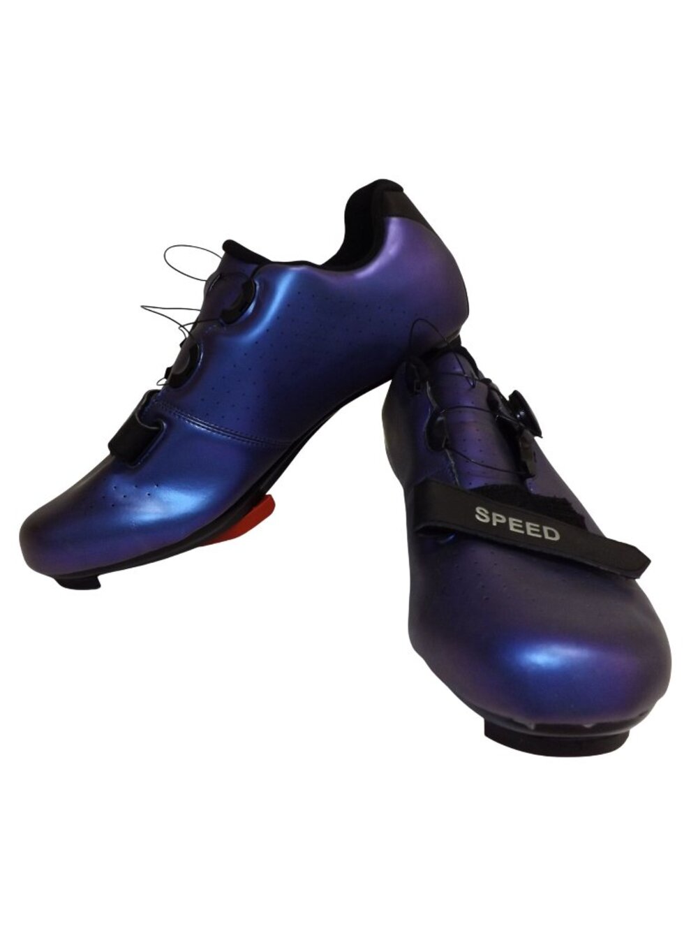 Mens 11.5 Cycling Road Shoes W Clip-In Pedals Lightweight 45 EU Metallic Purple
